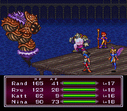 Giant Worm vs. Rand, Ryu, Katt, and Nina